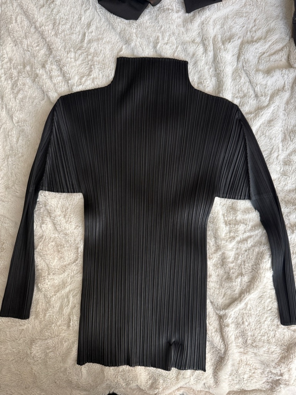 Issey Miyake Pleats Please Black Turtleneck Long Sleeve Top